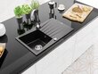 Granitinė virtuvinė plautuvė Mexen Cesar su maišytuvu ir sifonu, Metallic black/silver+Chrome kaina ir informacija | Virtuvinės plautuvės | pigu.lt