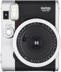 <p>Instax mini 90 - классика в новом формате<br />
Камера instax mini 90 имеет расширенные функции, которые привлекали любителей фотографии в традиционных аналоговых камерах. Среди этих функций длинная и двойная экспозиция, а также дополнительные возможности по захвату света. В модели instax mini 90, созданной в рамках концепции «NEO CLASSIC», также предусмотрены такие новые возможности, как макрорежим и высокопроизводительная вспышка, что делает эту камеру подходящей для любого фотографа.<br />
<br />
Для творческих личностей. В Instax Mini 90 есть разнообразные режимы: например, можно совместить два кадра, сделанные с разной экспозицией, создав тем самым очень необычный снимок. А при использовании длинной экспозиции можно запечатлеть красивейшие ночные пейзажи и полосы света: в этом случае затвор будет оставаться открытым не более 10 секунд. Функция Дети поможет сделать удачный кадр маленького непоседы<br />
<br />
Выгодная подборка режимов. Для редактирования светового баланса Instax Mini 90 предлагает функцию Управление яркостью. Затемнить или сделать изображение светлее теперь можно одним нажатием. А для любителей крупных планов существует режим макросъемки.<br />
<br />
Комфорт в использовании. Эргономичность камеры – большой плюс, ведь с Mini 90 так просто и удобно работать: можно переключать режимы, не отрываясь от видоискателя. И в любой поездке фотоаппарат всегда будет под рукой, так как размер и вес (113,4х91,9х57,2 мм при весе 296 г без батареи и пленки) позволяют носить его даже в небольшой дамской сумочке.</p>
 цена и информация | Мгновенные фотоаппараты | pigu.lt