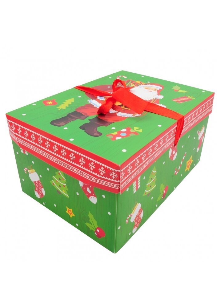 Kalėdinė dovanų dėžutė, 20.5x29.5x15 cm, žalia kaina ir informacija | Dovanų pakavimo priemonės | pigu.lt