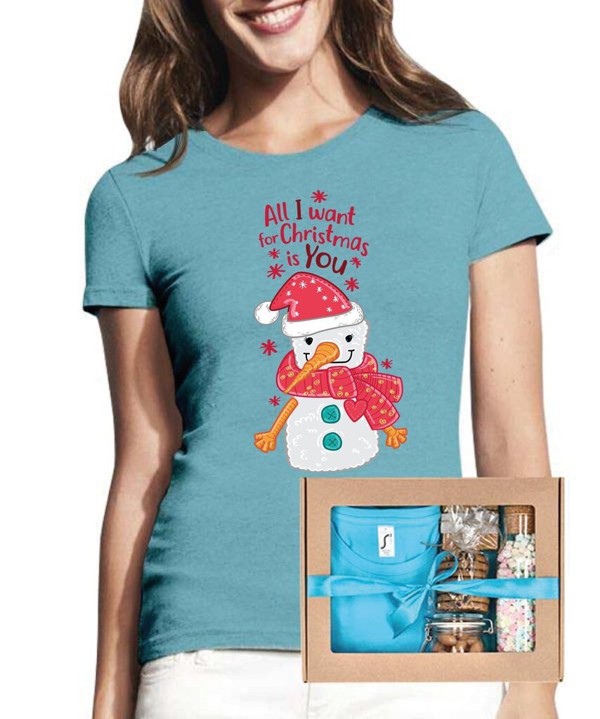 Kalėdinis rinkinys su marškinėliais moterims All I want цена и информация | Saldumynai | pigu.lt