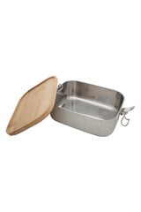 Металлический ланч-бокс с бамбуковой крышкой цена и информация | Посуда для хранения еды | pigu.lt