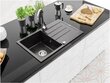 Granitinė virtuvinė plautuvė Mexen Bruno su maišytuvu ir sifonu, Black granite+Chrome цена и информация | Virtuvinės plautuvės | pigu.lt