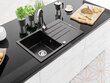 Granitinė virtuvinė plautuvė Mexen Bruno su maišytuvu ir sifonu, Metallic black/silver+Chrome цена и информация | Virtuvinės plautuvės | pigu.lt