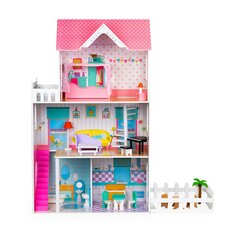 Деревянный кукольный домик с аксессуарами Ecotoys, W06A379. цена и информация | Игрушки для девочек | pigu.lt
