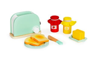 Деревянный тостер с аксессуарами Ecotoys, 11 предметов цена и информация | Игрушки для девочек | pigu.lt