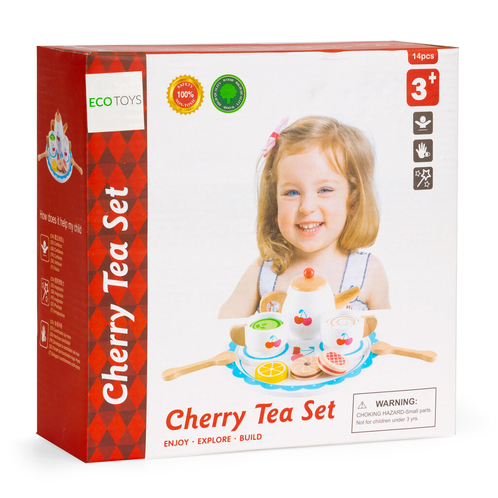Medinis žaislinis arbatos rinkinys Ecotoys, 14 d. kaina ir informacija | Žaislai mergaitėms | pigu.lt