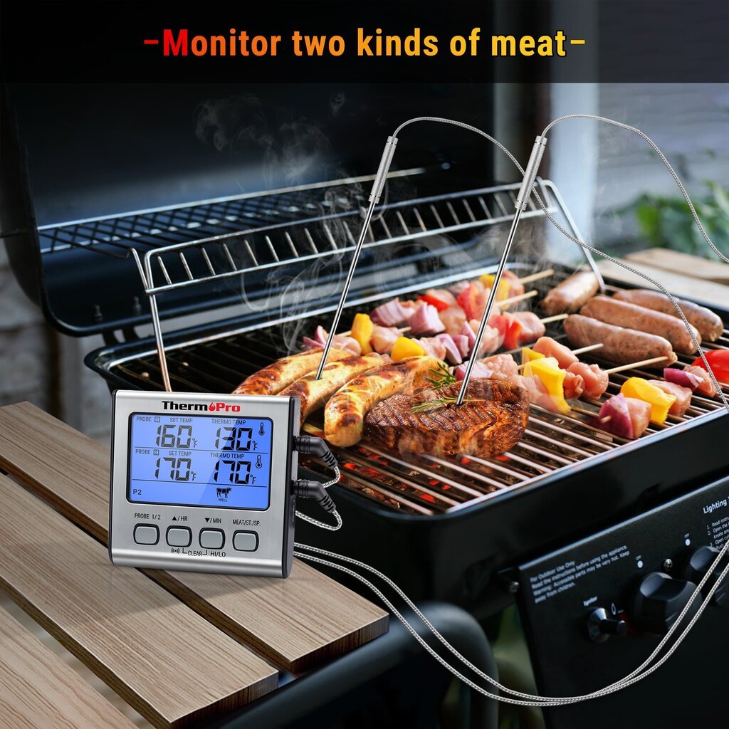 Skaitmeninis mėsos kepimo BBQ elektroninis termometras ThermoPro TP17 цена и информация | Grilio, šašlykinių priedai ir aksesuarai  | pigu.lt