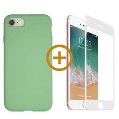 Силиконовый чехол «SoundBerry» Зелёный Full protection + белое защитное стекло для iPhone 7/8, SE2020  цена и информация | Чехлы для телефонов | pigu.lt