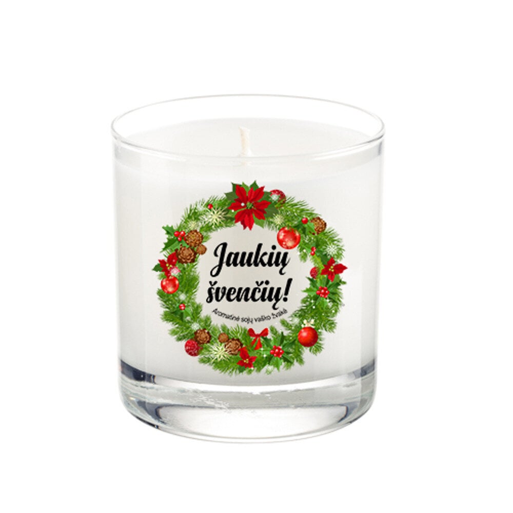 Aromaterapinė sojų vaško žvakė „Jaukių švenčių!“ kaina ir informacija | Kitos originalios dovanos | pigu.lt
