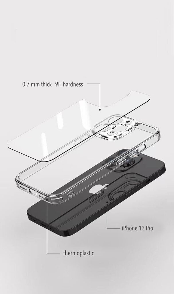 Dėklas telefonui Crystal Clear Hard case integrated tempered glass Soundberry skirtas Apple iPhone 13 kaina ir informacija | Telefono dėklai | pigu.lt