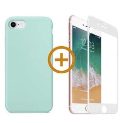 Силиконовый чехол «SoundBerry» Зелёный Full protection + белое защитное стекло для iPhone 7/8, SE2020  цена и информация | Чехлы для телефонов | pigu.lt