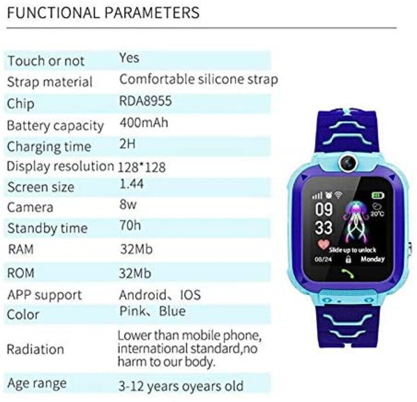 Riff Q12 See Me Blue цена и информация | Išmanieji laikrodžiai (smartwatch) | pigu.lt