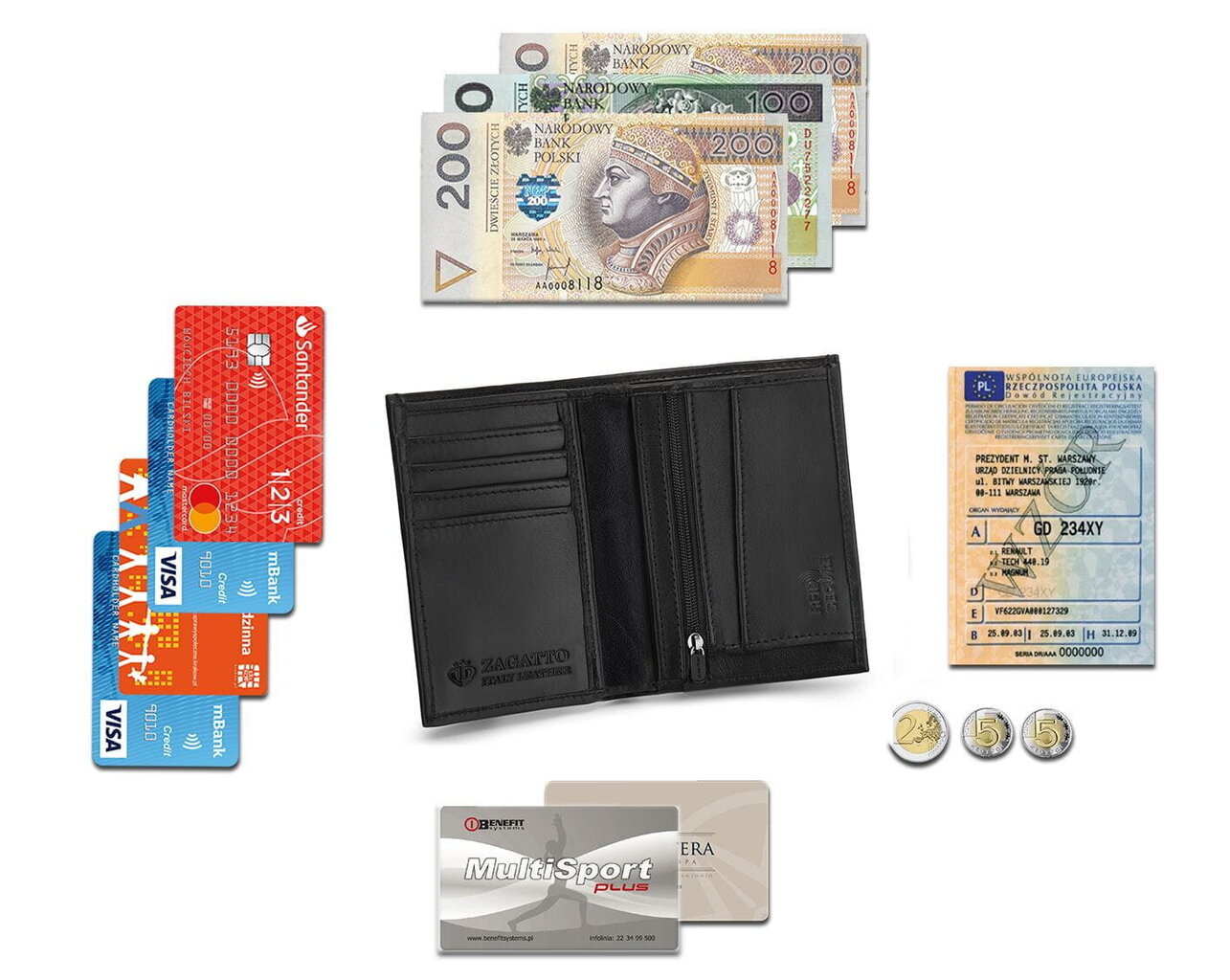 Piniginė vyrams Zagato Zuter, juoda цена и информация | Vyriškos piniginės, kortelių dėklai | pigu.lt