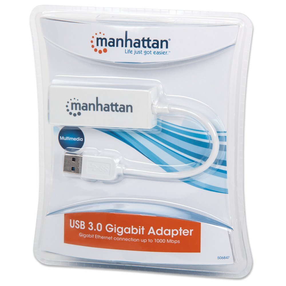 Adapteris tinklo korta Manhattan USB-A 3.0 Gigabit Ethernet RJ45 цена и информация | Adapteriai, USB šakotuvai | pigu.lt