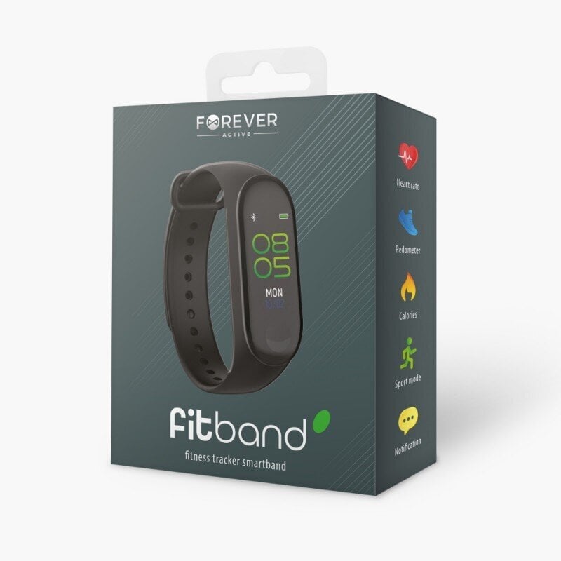 Išmanioji apyrankė Forever SB-50, juoda цена и информация | Išmaniosios apyrankės (fitness tracker) | pigu.lt