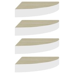 vidaXL Sieninės lentynos, 4vnt., baltos/ąžuolo, 35x35x3,8cm, MDF цена и информация | Полки | pigu.lt