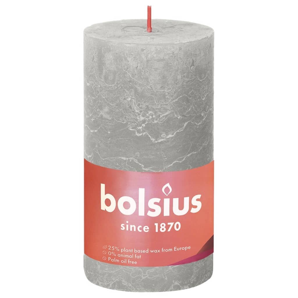 Bolsius Žvakės Shine, 4vnt., smėlio pilkos, 130x68mm, cilindro formos kaina ir informacija | Žvakės, Žvakidės | pigu.lt