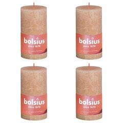 Bolsius Žvakės Shine, 4vnt., blanki rožinė, 130x68mm, cilindro formos цена и информация | Подсвечники, свечи | pigu.lt
