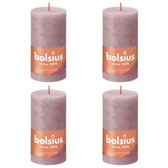 Bolsius Žvakės Shine, 4vnt., pelenų rožinės, 130x68mm, cilindro formos цена и информация | Подсвечники, свечи | pigu.lt