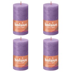 Bolsius Žvakės Shine, 4vnt., violetinės, 130x68mm, cilindro formos цена и информация | Подсвечники, свечи | pigu.lt