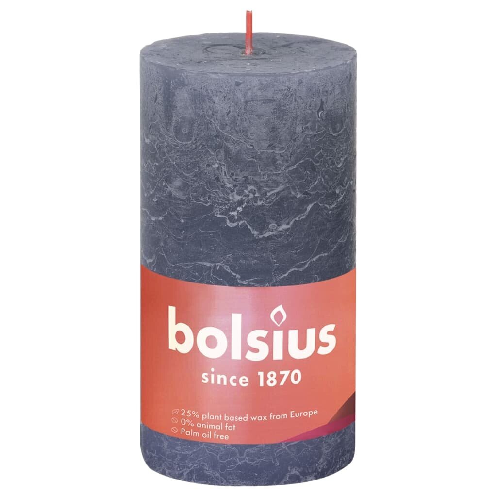 Bolsius Žvakės Shine, 4vnt., mėlynos, 130x68mm, cilindro formos цена и информация | Žvakės, Žvakidės | pigu.lt