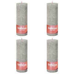 Bolsius Žvakės Shine, 4vnt., smėlio pilkos, 190x68mm, cilindro formos цена и информация | Подсвечники, свечи | pigu.lt