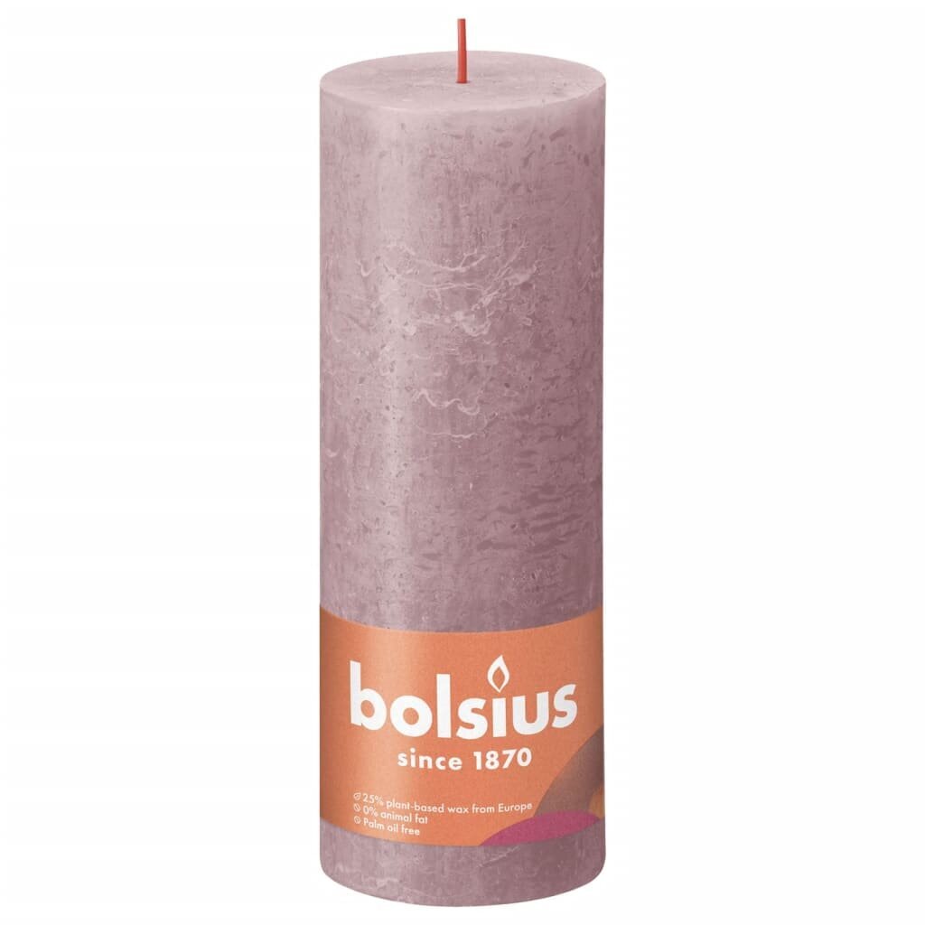 Bolsius Žvakės Shine, 4vnt., pelenų rožinės, 190x68mm, cilindro formos kaina ir informacija | Žvakės, Žvakidės | pigu.lt