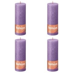 Bolsius Žvakės Shine, 4vnt., violetinės, 190x68mm, cilindro formos kaina ir informacija | Žvakės, Žvakidės | pigu.lt