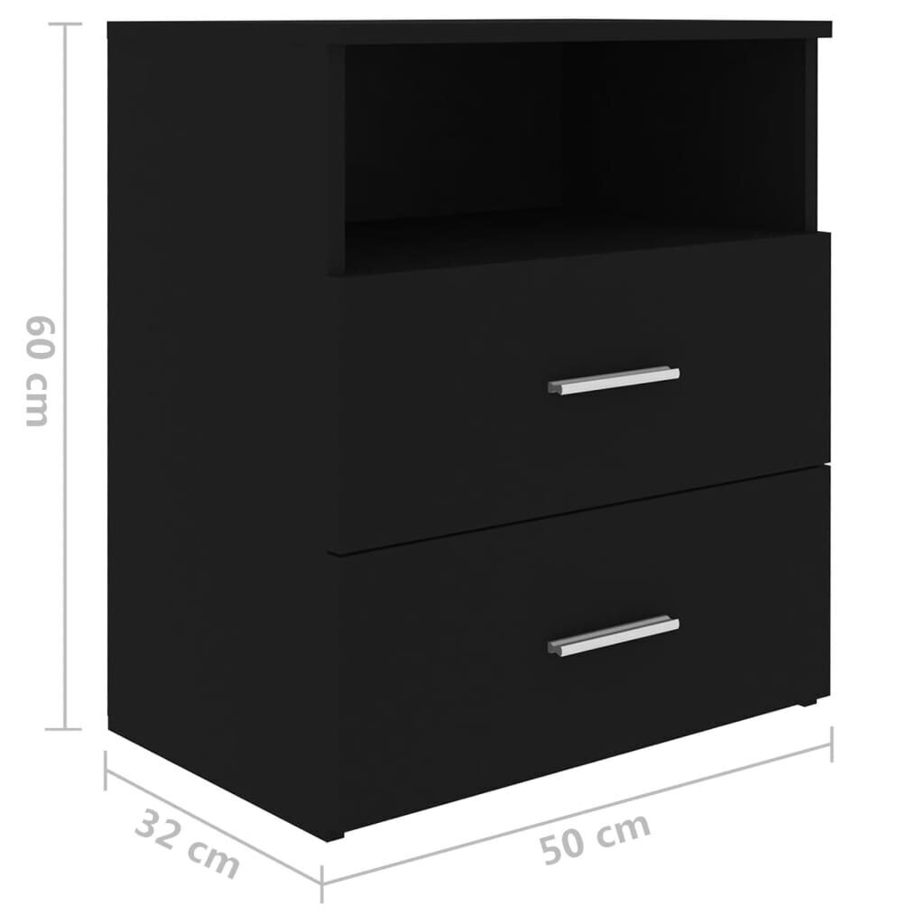 Naktinės spintelės, 50x32x60 cm, 2 vnt., juodos kaina ir informacija | Spintelės prie lovos | pigu.lt