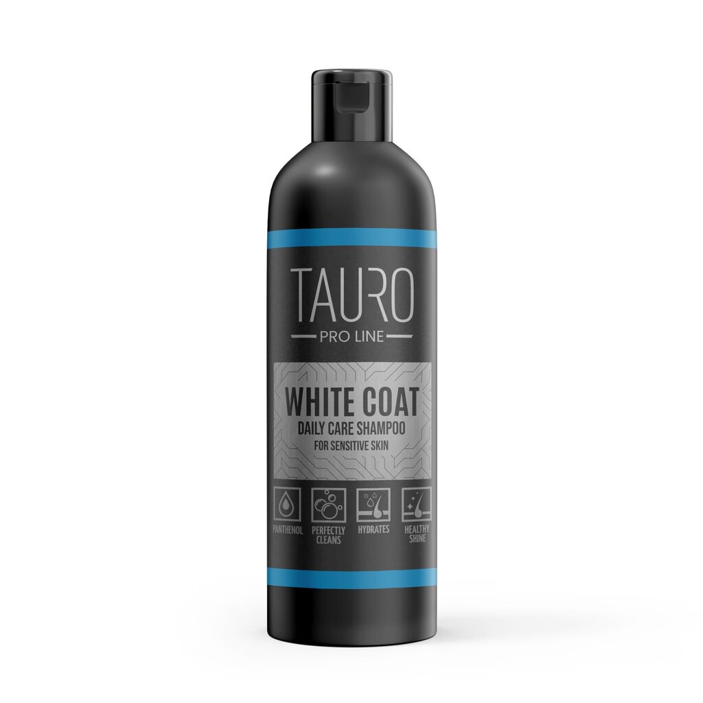 Šampūnas šunims ir katėms Tauro Pro Line White Coat Daily Care Shampoo, 250 ml kaina ir informacija | Kosmetinės priemonės gyvūnams | pigu.lt