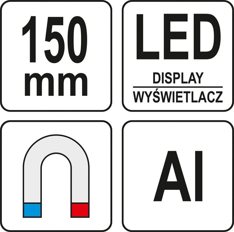 Gulsčiukas elektroninis, magnetinis 150mm, Yato (YT-30395) kaina ir informacija | Mechaniniai įrankiai | pigu.lt