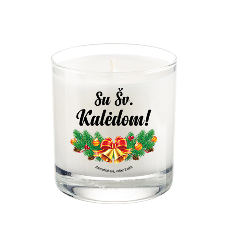 Aromaterapinė sojų vaško žvakė „Su Šv. Kalėdom!“ kaina ir informacija | Kitos originalios dovanos | pigu.lt