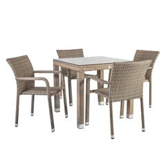 Садовая мебель Home4You Larache, стол и 4 стула (999821560), серый / коричневый цена и информация | Комплекты уличной мебели | pigu.lt
