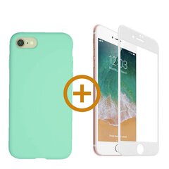 Силиконовый чехол «SoundBerry» Зелёный Full protection + белое защитное стекло для iPhone 7/8, SE2020  цена и информация | Чехлы для телефонов | pigu.lt