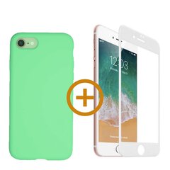 Силиконовый чехол «SoundBerry» Зелёный Full protection + белое защитное стекло для iPhone 7/8, SE2020  цена и информация | Чехлы для телефонов | pigu.lt