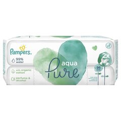 Drėgnosios servetėlės vaikams Pampers Aqua Pure, 2 x 48 vnt kaina ir informacija | Intymios higienos prausikliai | pigu.lt