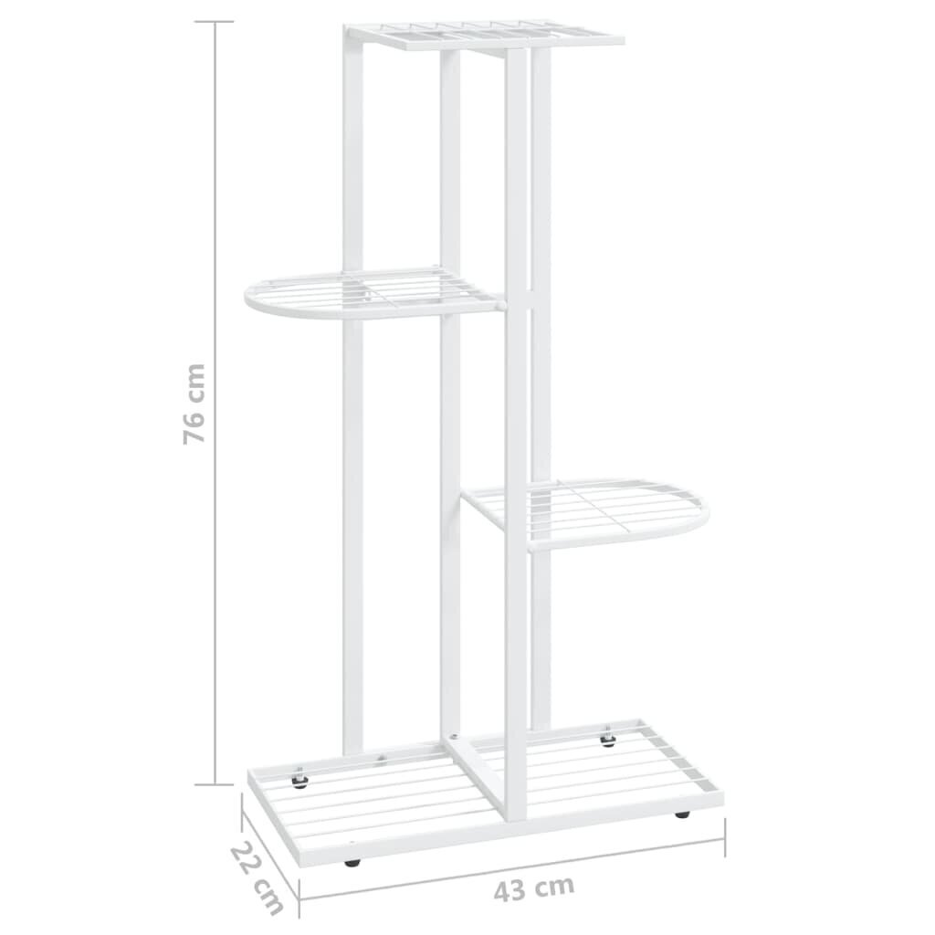 Stovas augalams, 4 lentynos, 43x22x76 cm, baltas kaina ir informacija | Gėlių stovai, vazonų laikikliai | pigu.lt