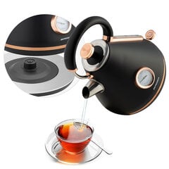 Электрический ретро-чайник с термометром, черный, 1.7 л цена и информация | Электрочайники | pigu.lt