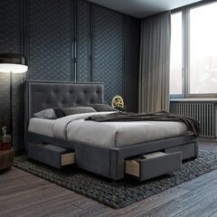 Кровать Glossy 160x200см, серый бархат цена и информация | Кровати | pigu.lt