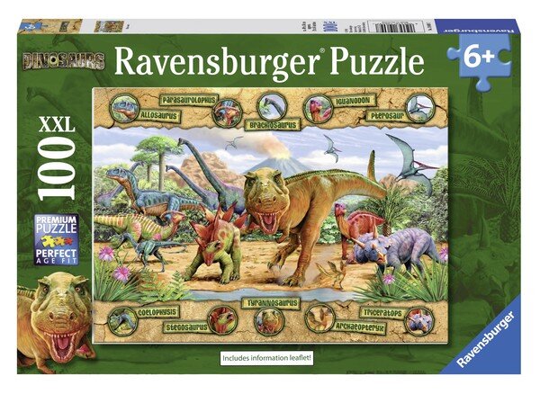 Dėlionė Ravensburger Dinozaurai, 100 d. kaina ir informacija | Dėlionės (puzzle) | pigu.lt