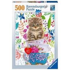 Dėlionė Ravensburger Katė puodelyje, 500 d. kaina ir informacija | Dėlionės (puzzle) | pigu.lt