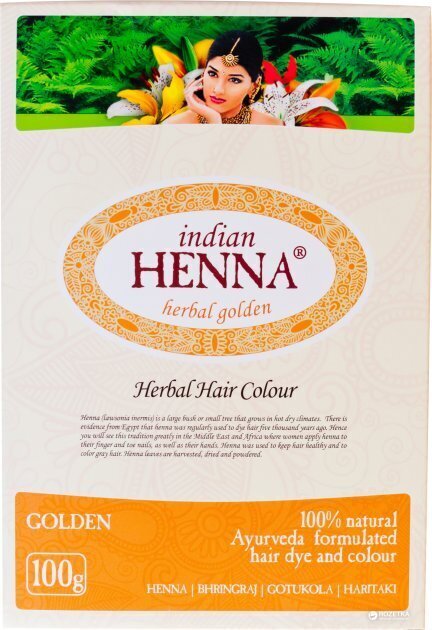Aukso spalva | INDIJOS HENA AUKSINĖ Natūralūs plaukų dažai, pagaminti iš chna ir vaistinių žolelių mišinio kaina ir informacija | Plaukų dažai | pigu.lt