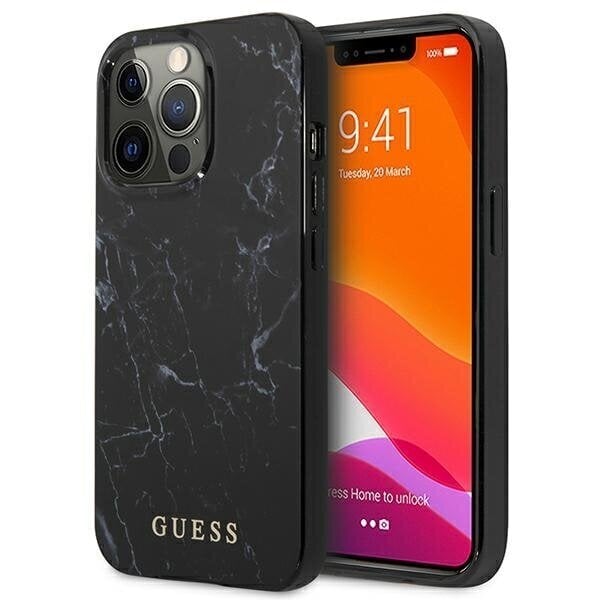 Originalus Guess Marble Hardcase telefono dėklas, skirtas iPhone 13 / 13 Pro / 14, juodas kaina ir informacija | Telefono dėklai | pigu.lt