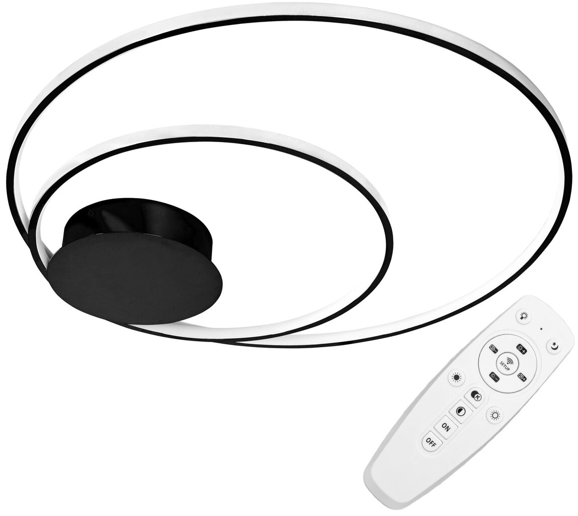 Lubinis LED šviestuvas su pultu Saturn, Black kaina ir informacija | Lubiniai šviestuvai | pigu.lt