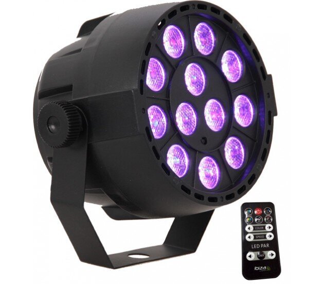 Ibiza PAR-MINI-RGB3 šv.efektas 12x 3W RGB LED, juodas kaina ir informacija | Dekoracijos šventėms | pigu.lt