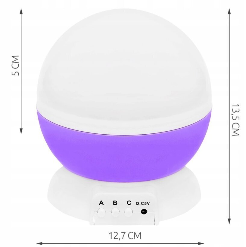 Naktinė lempa 2in1 USB žvaigždžių projektorius, violetinė kaina ir informacija | Dekoracijos šventėms | pigu.lt