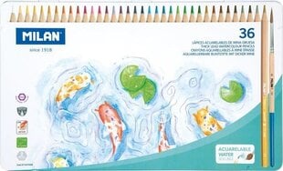 Цветные карандаши Milan Acuarelable, 36 шт. цена и информация | Kanceliarinės prekės | pigu.lt
