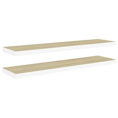 Pakabinamos lentynos, 2vnt., ąžuolo/baltos, 90x23,5x3,8cm, MDF цена и информация | Полки | pigu.lt