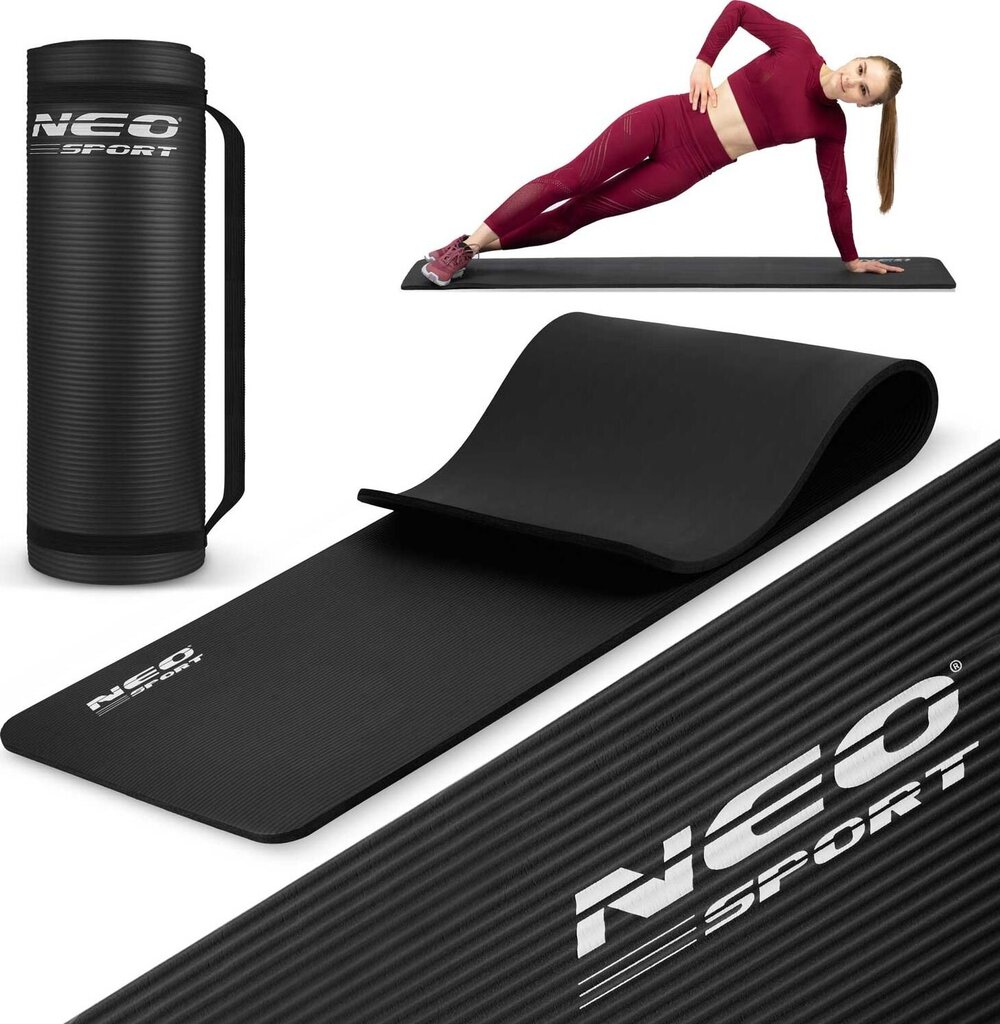 Mankštos kilimėlis Neo-Sport NS-923, 183x60x1.5 cm, juodas kaina ir informacija | Kilimėliai sportui | pigu.lt