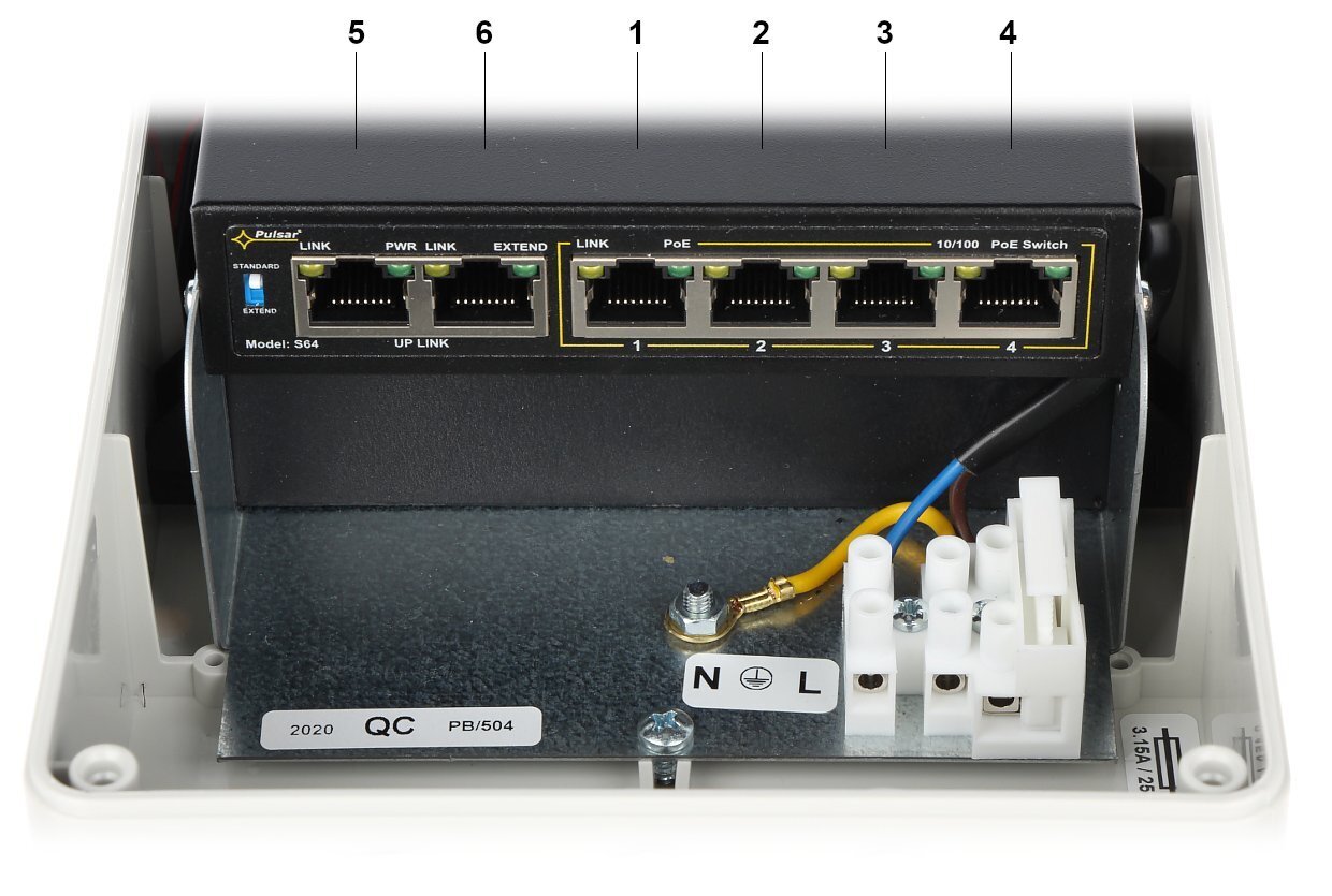 Pulsar switch poe s-64h 4 prievadų kaina ir informacija | Komutatoriai (Switch) | pigu.lt